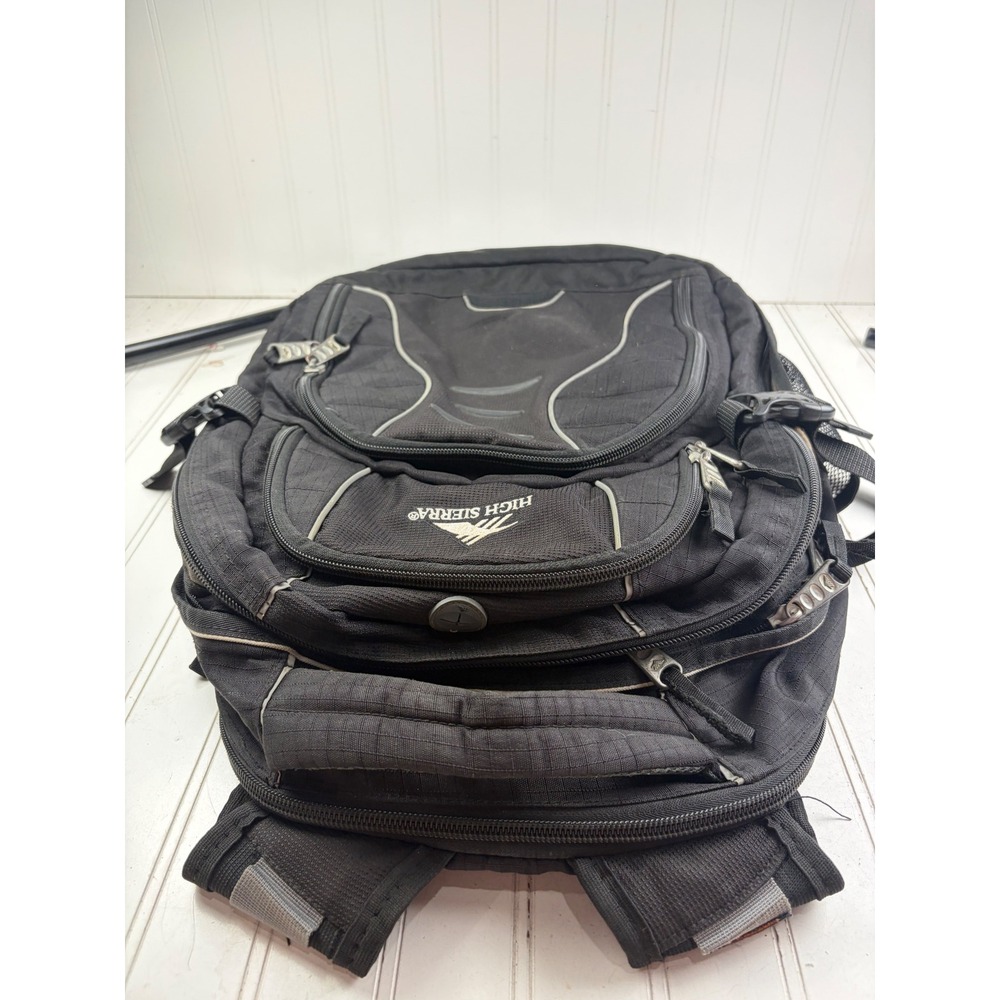 High Sierra Swerve Laptop Black Multi Compartment School Travel Backpack Bag - Picture 8 of 14
